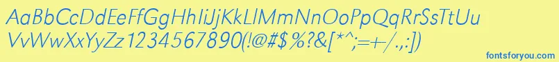 Шрифт GroteskstdXlightItalic – синие шрифты на жёлтом фоне