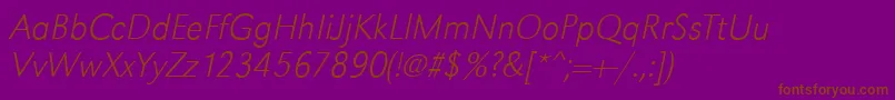 フォントGroteskstdXlightItalic – 紫色の背景に茶色のフォント