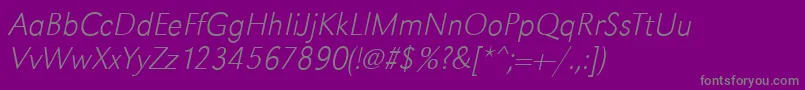 フォントGroteskstdXlightItalic – 紫の背景に灰色の文字