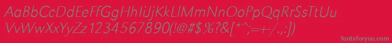 GroteskstdXlightItalic Font – Gray Fonts on Red Background