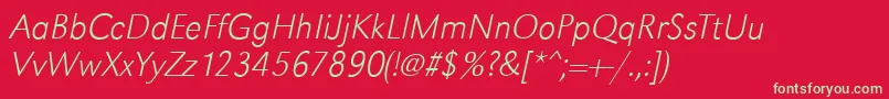 Fonte GroteskstdXlightItalic – fontes verdes em um fundo vermelho