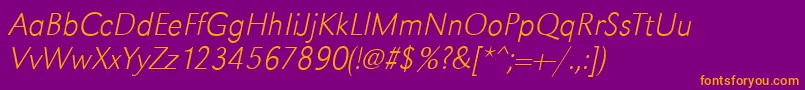 GroteskstdXlightItalic Font – Orange Fonts on Purple Background