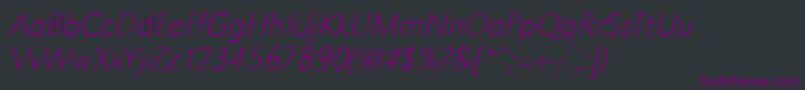 Fonte GroteskstdXlightItalic – fontes roxas em um fundo preto