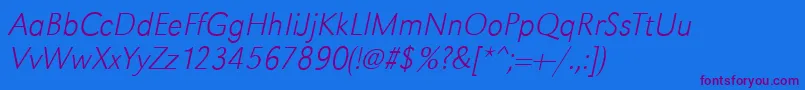 GroteskstdXlightItalic Font – Purple Fonts on Blue Background