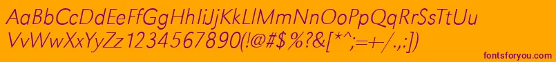 フォントGroteskstdXlightItalic – オレンジの背景に紫のフォント