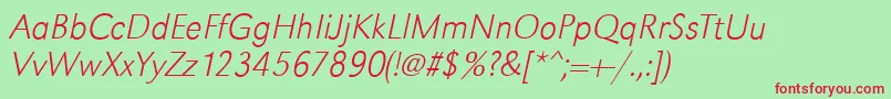 フォントGroteskstdXlightItalic – 赤い文字の緑の背景