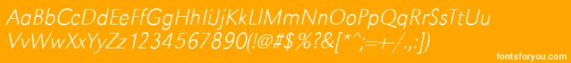 Шрифт GroteskstdXlightItalic – белые шрифты на оранжевом фоне