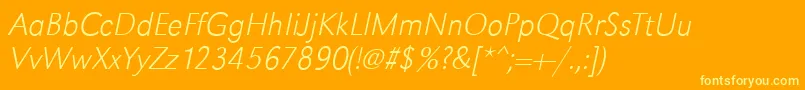フォントGroteskstdXlightItalic – オレンジの背景に黄色の文字
