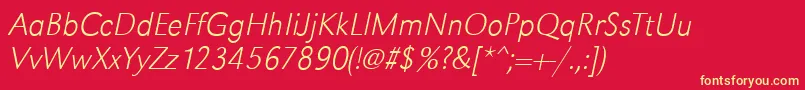 フォントGroteskstdXlightItalic – 黄色の文字、赤い背景