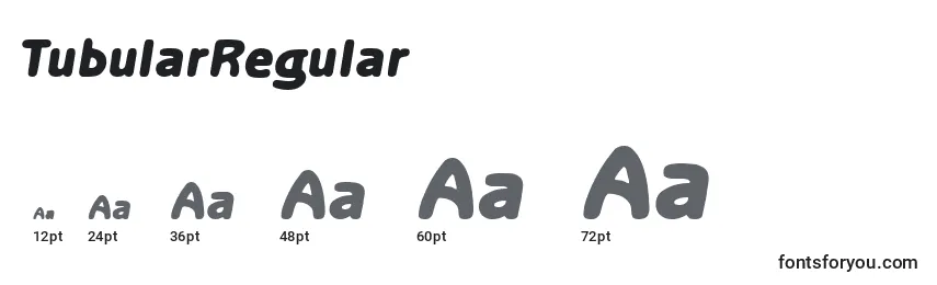 Размеры шрифта TubularRegular