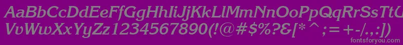 フォントKorinnaKursivBoldBt – 紫の背景に灰色の文字