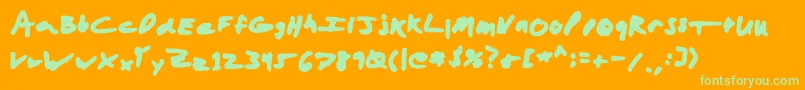 Czcionka Aaronmarker – zielone czcionki na pomarańczowym tle