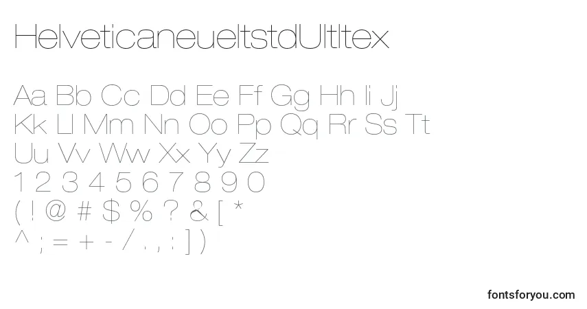 A fonte HelveticaneueltstdUltltex – alfabeto, números, caracteres especiais
