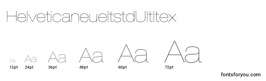 Размеры шрифта HelveticaneueltstdUltltex