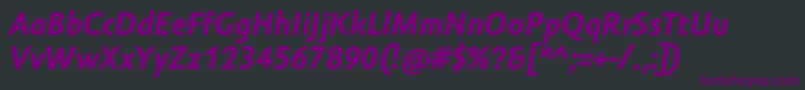 Czcionka AmorSansTextProBoldItalic – fioletowe czcionki na czarnym tle