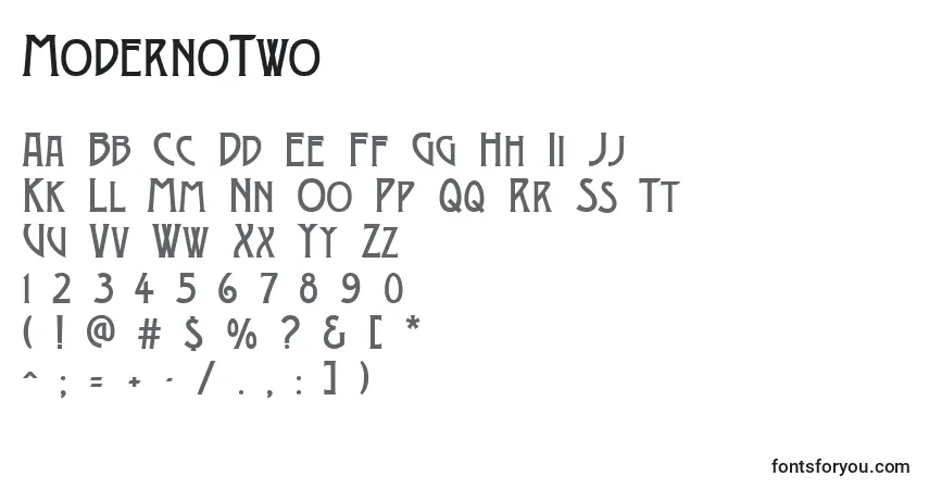A fonte ModernoTwo – alfabeto, números, caracteres especiais