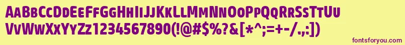 CoreSansMSc77CnExtrabold Font – Purple Fonts on Yellow Background