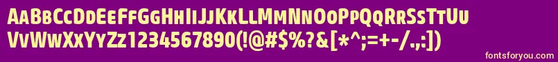 CoreSansMSc77CnExtrabold Font – Yellow Fonts on Purple Background