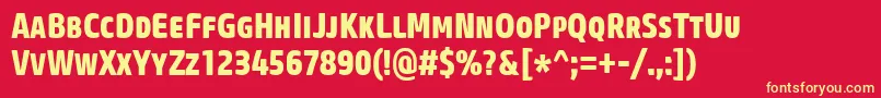 CoreSansMSc77CnExtrabold Font – Yellow Fonts on Red Background