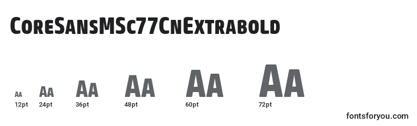 Размеры шрифта CoreSansMSc77CnExtrabold
