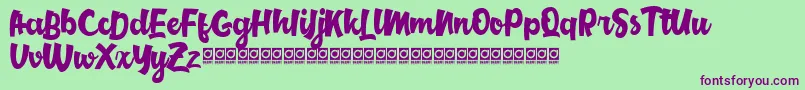 MiddleClassScriptDemoVersion Font – Purple Fonts on Green Background