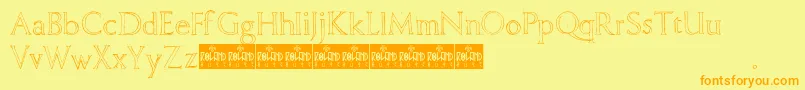 フォントFreehandRoman – オレンジの文字が黄色の背景にあります。