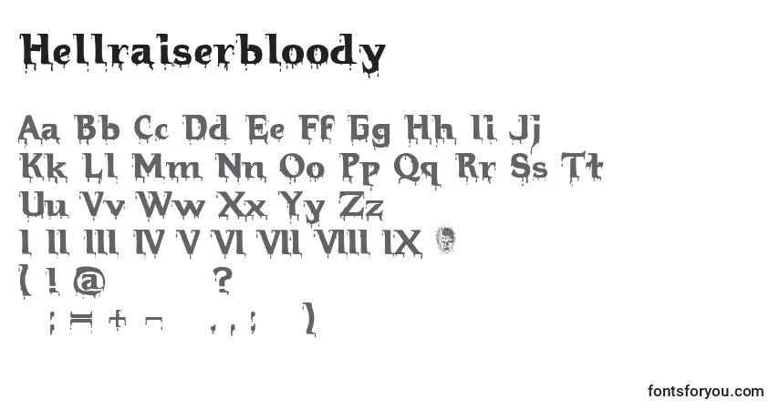 Schriftart Hellraiserbloody (55197) – Alphabet, Zahlen, spezielle Symbole