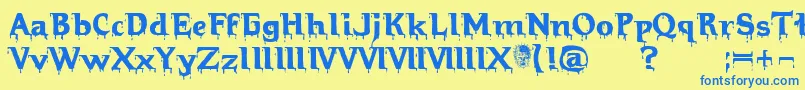 Hellraiserbloody Font – Blue Fonts on Yellow Background