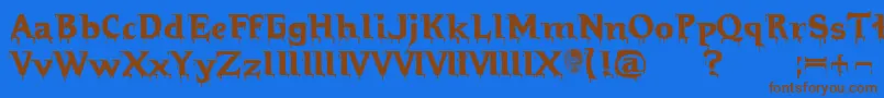 Hellraiserbloody Font – Brown Fonts on Blue Background