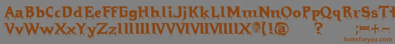 Czcionka Hellraiserbloody – brązowe czcionki na szarym tle