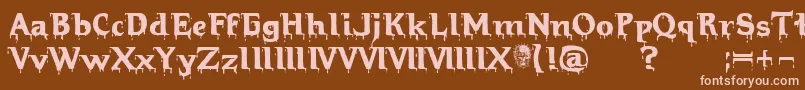 Hellraiserbloody Font – Pink Fonts on Brown Background