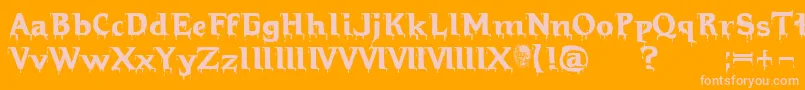 Hellraiserbloody-Schriftart – Rosa Schriften auf orangefarbenem Hintergrund
