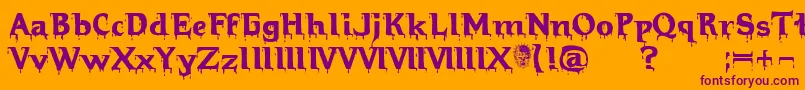 Hellraiserbloody Font – Purple Fonts on Orange Background