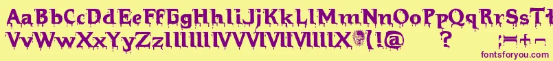 Hellraiserbloody Font – Purple Fonts on Yellow Background