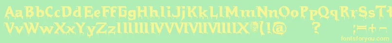 Hellraiserbloody-Schriftart – Gelbe Schriften auf grünem Hintergrund