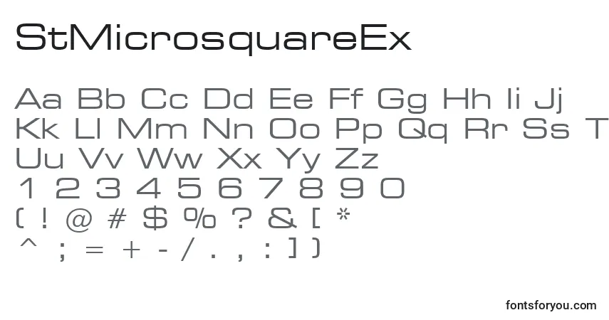 Czcionka StMicrosquareEx – alfabet, cyfry, specjalne znaki