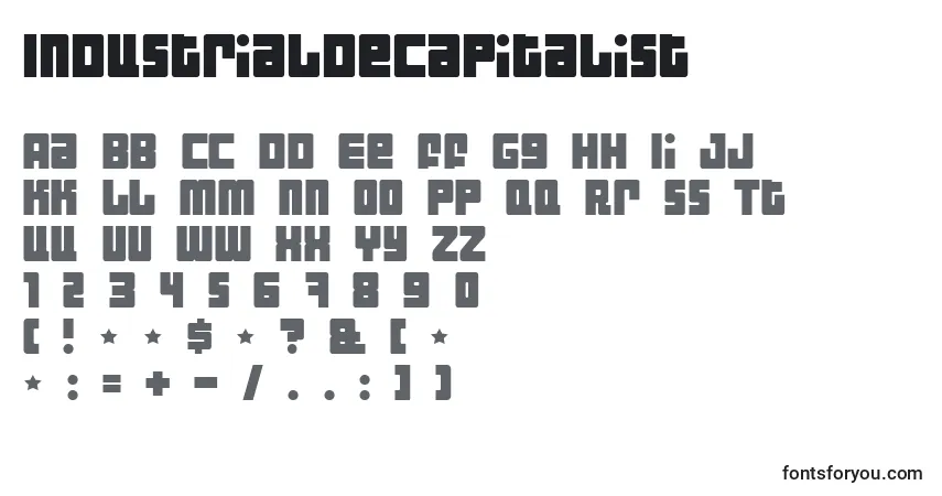 characters of industrialdecapitalist font, letter of industrialdecapitalist font, alphabet of  industrialdecapitalist font