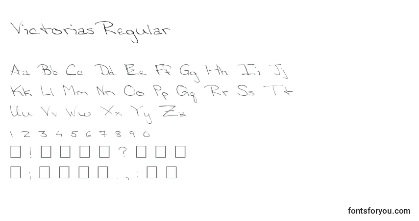 Шрифт VictoriasRegular – алфавит, цифры, специальные символы
