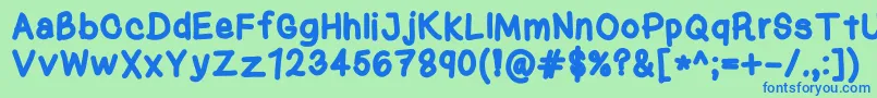 KasukiHandBold Font – Blue Fonts on Green Background