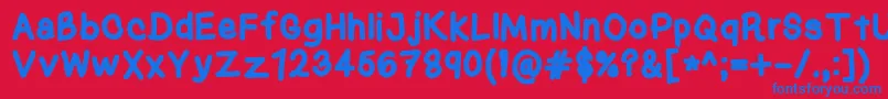 KasukiHandBold Font – Blue Fonts on Red Background