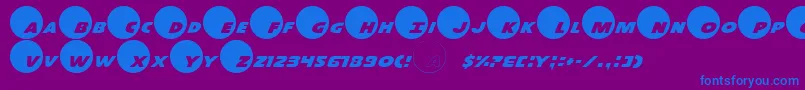 Dotcom-Schriftart – Blaue Schriften auf violettem Hintergrund