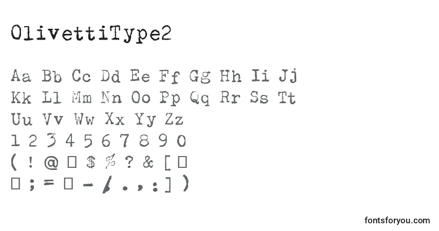 Czcionka OlivettiType2 – alfabet, cyfry, specjalne znaki