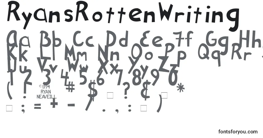 Schriftart RyansRottenWriting – Alphabet, Zahlen, spezielle Symbole