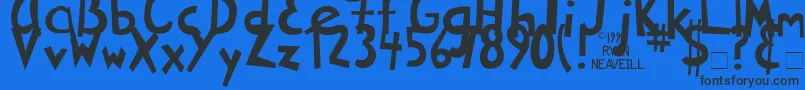 RyansRottenWriting Font – Black Fonts on Blue Background