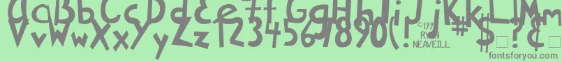 RyansRottenWriting Font – Gray Fonts on Green Background