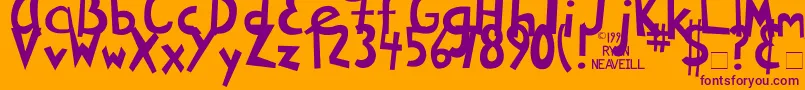 RyansRottenWriting Font – Purple Fonts on Orange Background