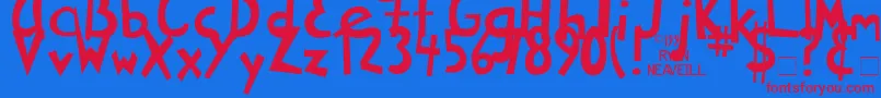 RyansRottenWriting Font – Red Fonts on Blue Background