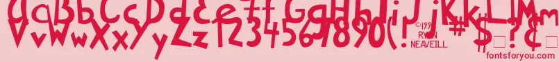 RyansRottenWriting Font – Red Fonts on Pink Background