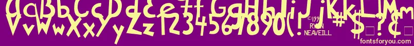 RyansRottenWriting Font – Yellow Fonts on Purple Background