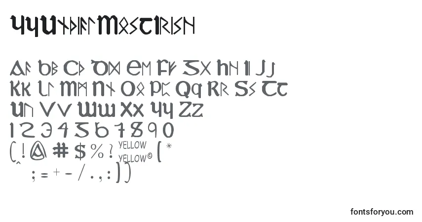 A fonte YyUncialMostIrish – alfabeto, números, caracteres especiais